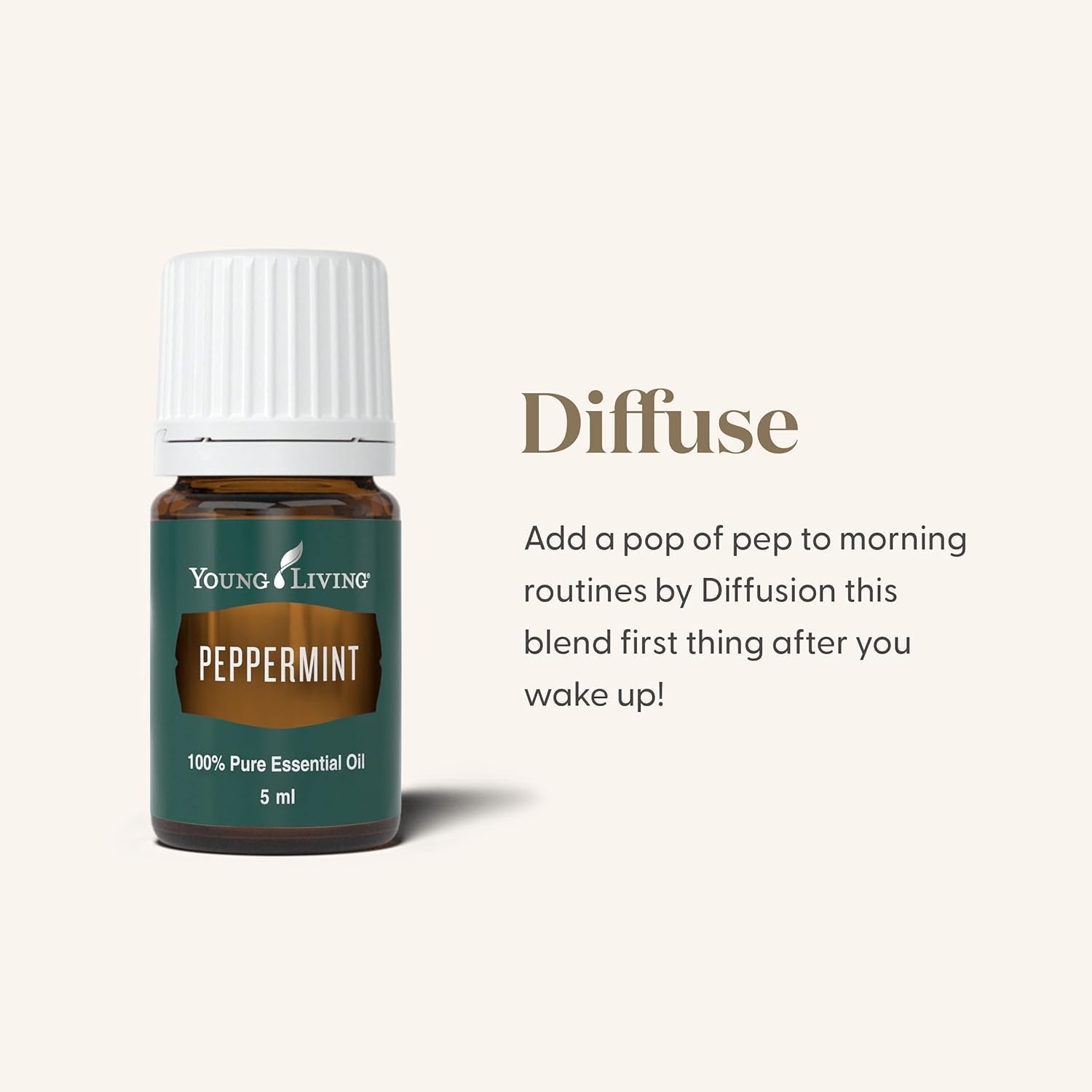 Young Living Peppermint Essential Oil | 5 ml | Refreshing Mint Aroma for Invigoration, Soothing Comfort, & Cognitive Clarity | Perfect for Diffusion