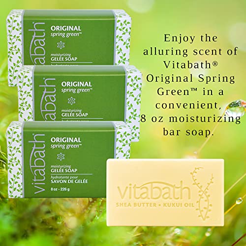 Vitabath Original Spring Green Moisturizing Gelee Bar Soap All Over Gentle Foaming Cleanser & Hydrating Solid Body Wash - Nourish & Rejuvenate All