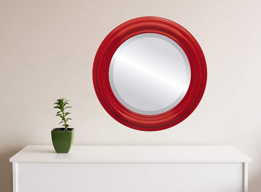 OVALCREST Round Beveled Wall Mirror for Home Decor - Philadelphia Style - Rubbed Bronze - 22x22 Outside Dimensions