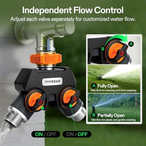 VIVOSUN Garden Hose Splitter 4 Way, Heavy Duty Water Hose Connector 3/4", Water Hose Manifold