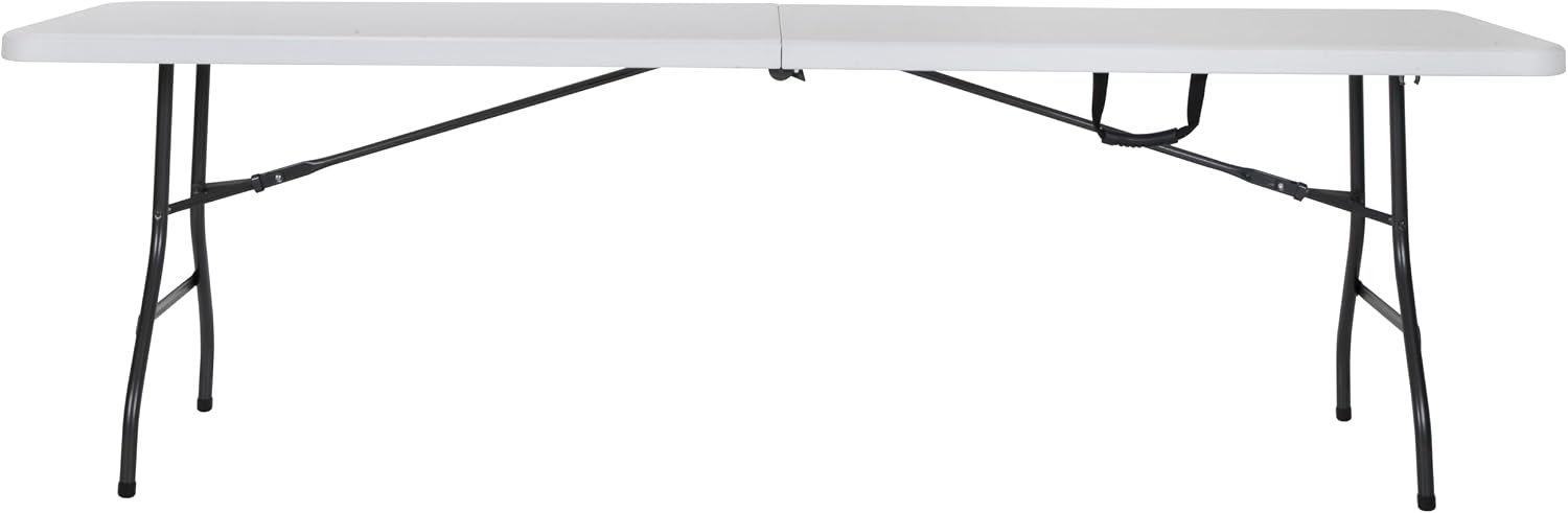 Cosco 6ft Fold-in-Half Blow Molded Folding Table, Indoor/Outdoor, Comfort Handle, Lightweight Plastic Construction - White