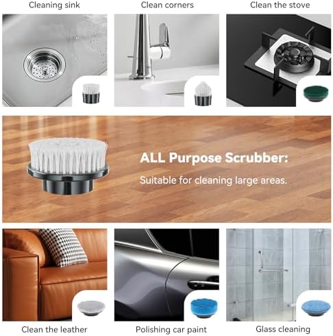 Electric Spin Scrubber Replacement Brush Heads, 7 Pcs Set Suitable for Cordless Power Scrubber, for Bathroom, Kitchen,