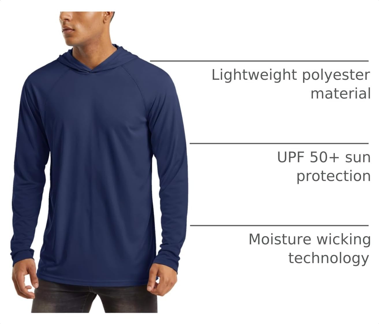 MAGCOMSEN Men's Hooded UPF 50+ Sun Protection T Shirts Long Sleeve Athletic Fishing Shirts Rash Guards