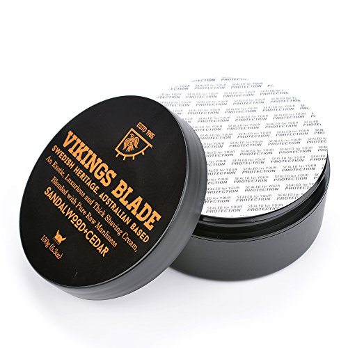 VIKINGS BLADE Luxury Shaving Cream, Sandalwood & Western Red Cedar, Silky Buttery Smooth, Surfactant Base. Refreshing, Clean, Close