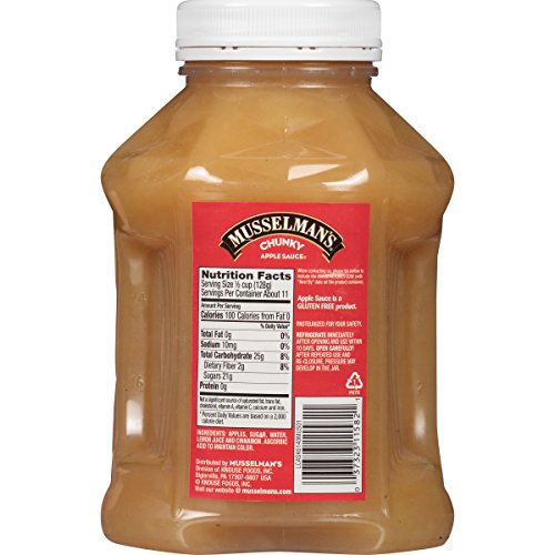 Musselman's Home Style Chunky Apple Sauce - low calorie, gluten free snack, low sodium, kosher, fat-free, no cholesterol, no high fructuse corn syrup, from 100% fresh American Grown Apples. (24oz x 12)