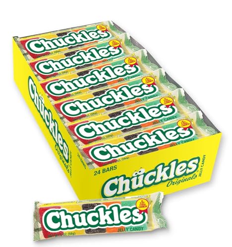 Wonka Chuckles Original, Jelly Sugar-Coated Candies, Fruit Flavored Candy, 2 Ounce Bars (Pack of 24) | Cherry, lemon, lime, orange, licorice jelly