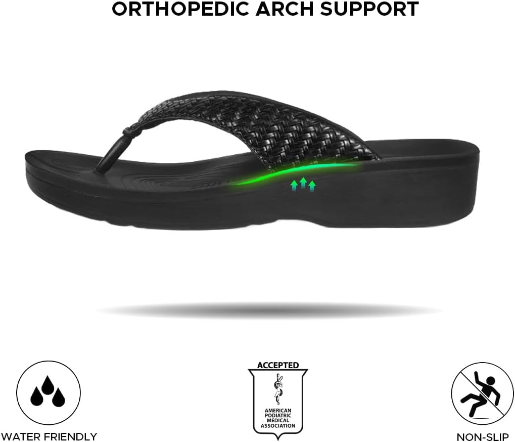AEROTHOTIC Comfortable Arch Support Flip Flops for Women Orthotic Sandals
