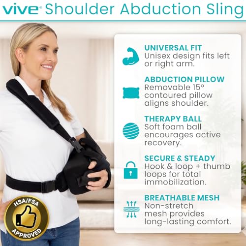 Vive Shoulder Abduction Sling - Immobilizer for Injury Support - Pain | Relief Arm Pillow for Rotator Cuff, Sublexion, Surgery, Dislocated
