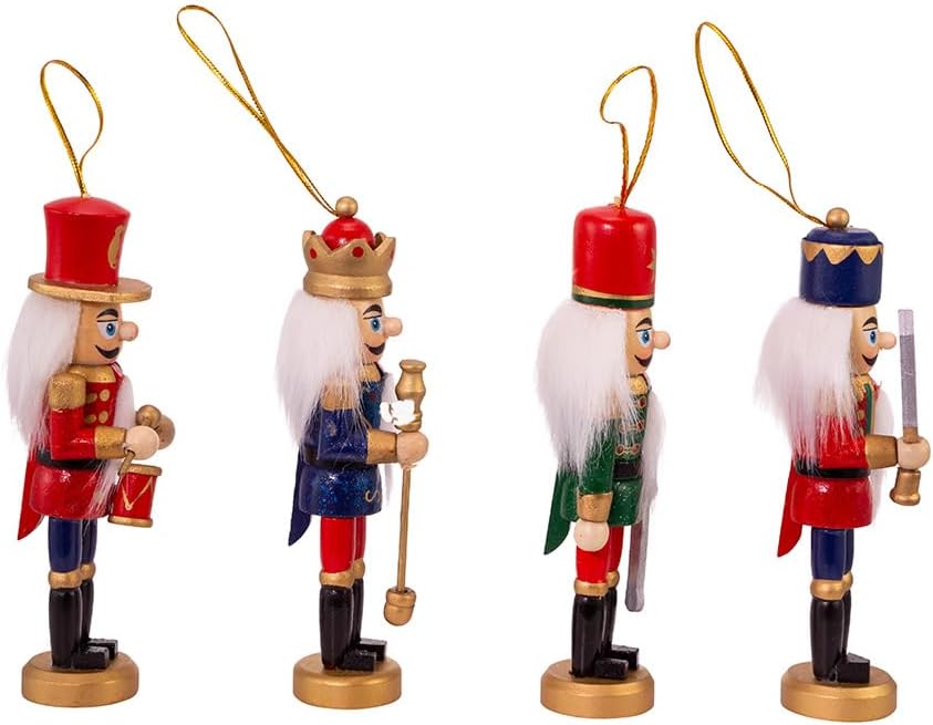 Kurt Adler Wooden Nutcracker Ornaments, 4-Piece Set