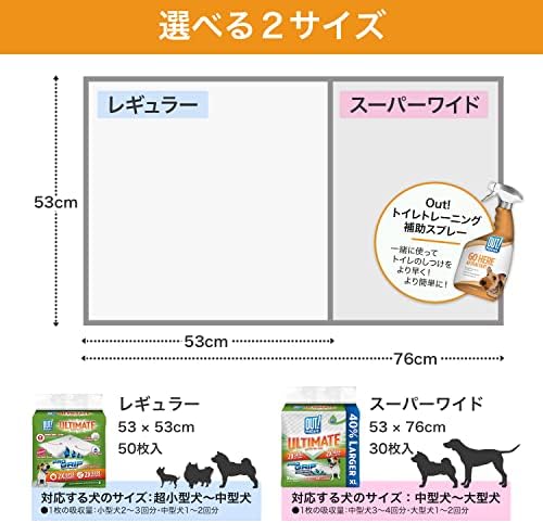 OUT! PetCare Large Dog Pee Pads, Leak Proof Training Pads, 21x21, 50 Count | Doggy Pee Pads, Leak Proof, Odor Control, Extra Absorbent, Potty Training, Housebreaking, Crate Training, Travel Use