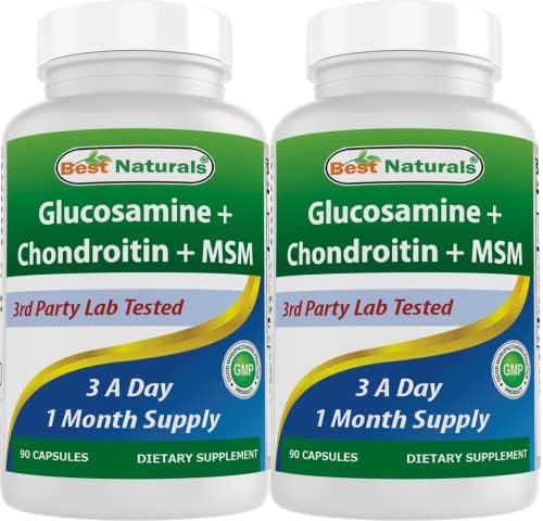 Best Naturals, Glucosamine Chondroitin MSM Supplements, 2600 mg per Serving, 90 Capsules (90 Count (Pack of 1))