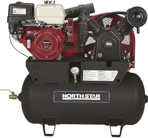 NorthStar Gas Air Compressor, 30-Gallon, 90 PSI, 24.4 CFM at 90 PSI | Honda GX390 OHV engine, Horizontal tank, Portable shop-air supply