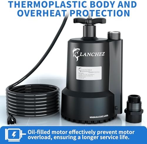 Lanchez Sump Pump, 1/2 HP 2450GPH Submersible Water Pump