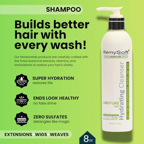 Sulfate-Free Detangling Duo: Hydrating Shampoo + Recovery Conditioner for Human & Synthetic Extensions Wigs Weaves Lace Fronts - Moisturelab Gentle
