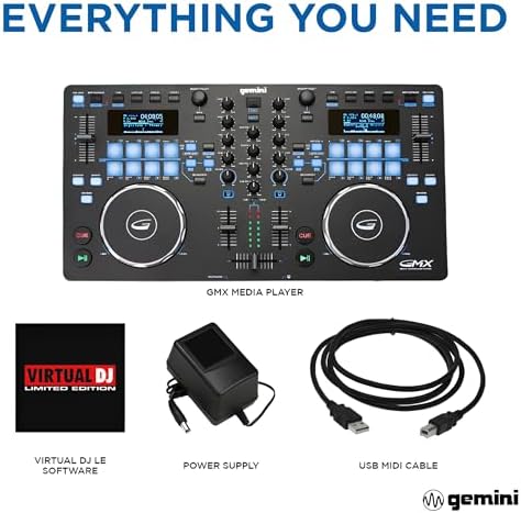 Gemini USB DJ Controller & Media Player, VirtualDJ LE (GMX) | USB DJ controller & media player - touch jog wheels, dual screens - VirtualDJ LE
