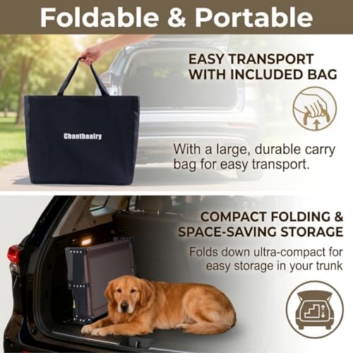 Dog Stairs for Car, 5 Steps Extra Wide Dog Ramps for Large Dogs, Foldable Lightweight Pet Steps for High SUV Truck Bed Couch