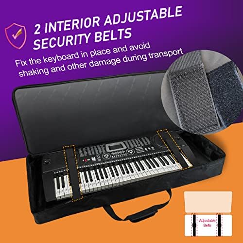 Ruibo 61 Key Keyboard Gig Bag Case,Portable Durable Keyboard Piano Waterproof 600D Oxford Cloth with 10mm Cotton Padded Case Gig Bag 40"x16"x6"