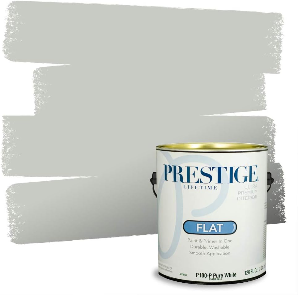 PRESTIGE Paints Exterior Paint and Primer In One, 1-Gallon, Flat, Comparable Match of Sherwin Williams* Grizzle Gray*