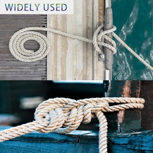 100 Feet 1 inch Diameter Twisted Manila Rope, Twisted 3 Strand, Polypropylene Rope for Indoor Outdoor Use for Landscaping, Tug of War