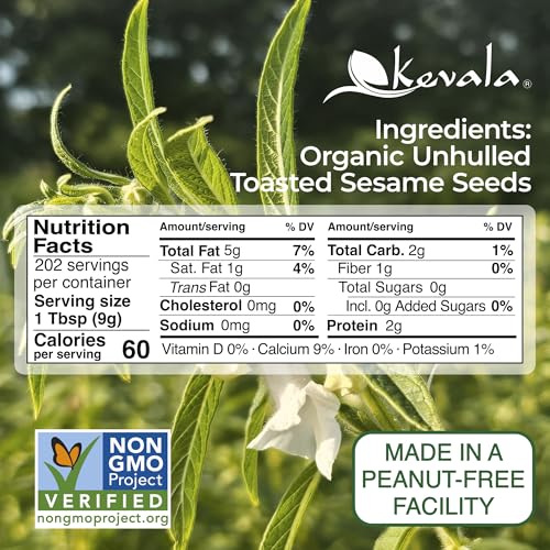 Organic Toasted Sesame Seeds (Unhulled) - 4 lb, Gluten Free Seasoning | Bulk Food Size, Premium Selection Roasted Seeds, Sauce and Dip Ingredient