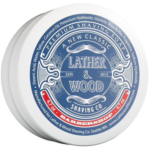 Lather & Wood Shaving Soap - Sandalwood - Simply The Best Luxury Shaving Cream - Tallow - Dense Lather with Fantastic Scent for The Worlds Best Wet Shaving Routine. 4.6 oz (Sandalwood)