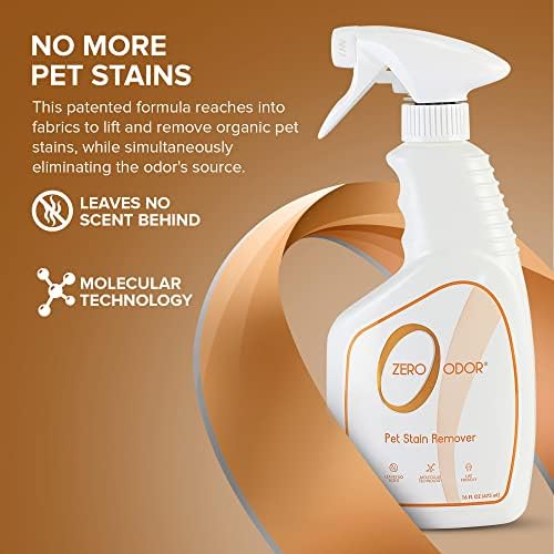 Zero Odor - Pet Stain Remover & Odor Eliminator - Permanently Remove Stain & Odor with Patented Technology Best for Carpet, Furniture, Floors