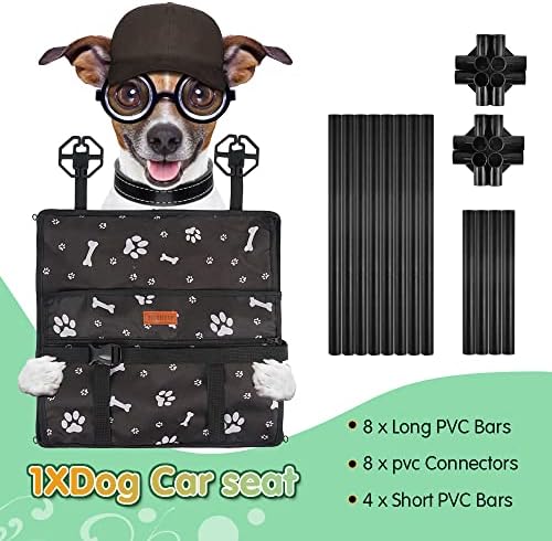 Dog Car Seat Puppy Portable Pet Booster Car Seat with Clip-On Safety Leash and PVC Support Pipe, Anti-Collapse,Perfect for Small Pets
