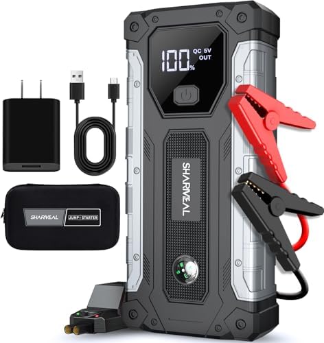 Sharmeal Car Battery Jump Starter 7000A, Jump Starter Battery Pack for All Gas and 12.0L Diesel, 12V Portable Jump Box with LED Light
