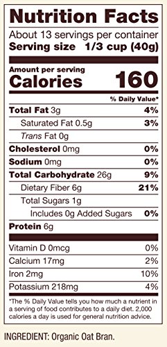 Bob's Red Mill Organic Oat Bran, 18oz (Pack of 4) - Non GMO, Vegan, Kosher