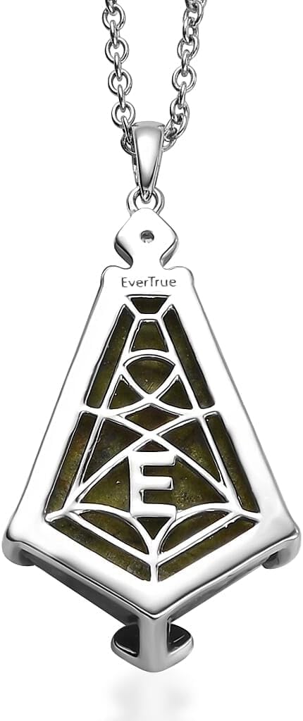 Multi 11.50 ctw Earthborn Grace Royal Shield Pendant Steel Necklace 20"