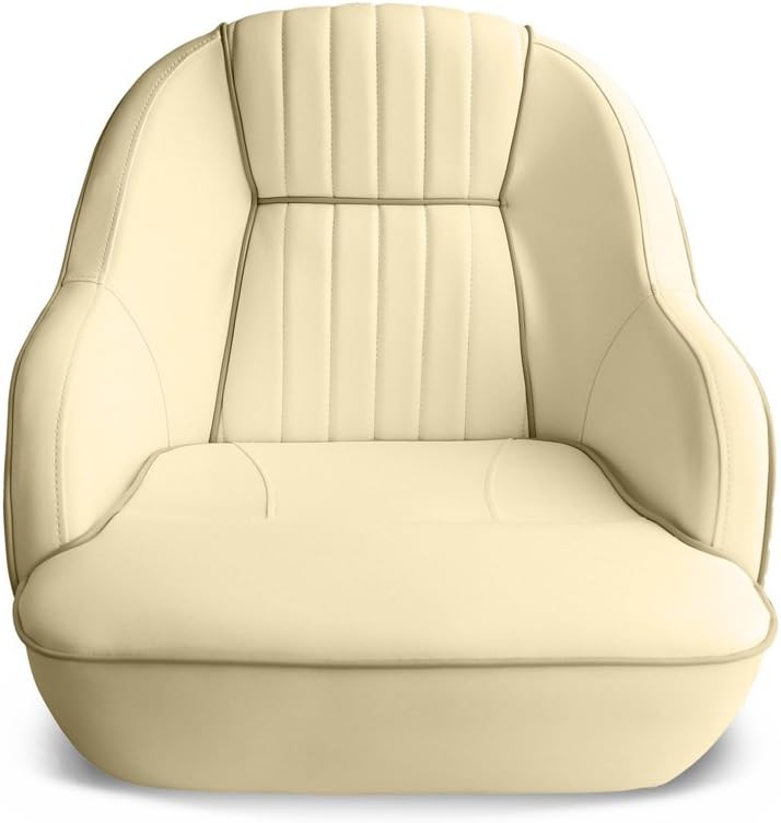 Leader Accessories Pontoon Captains Bucket Seat Boat Seat Boat Chair | Boat Chair with Armrest Ergonomic Design Compression Foam Padding Injection Molded Plastic Frame