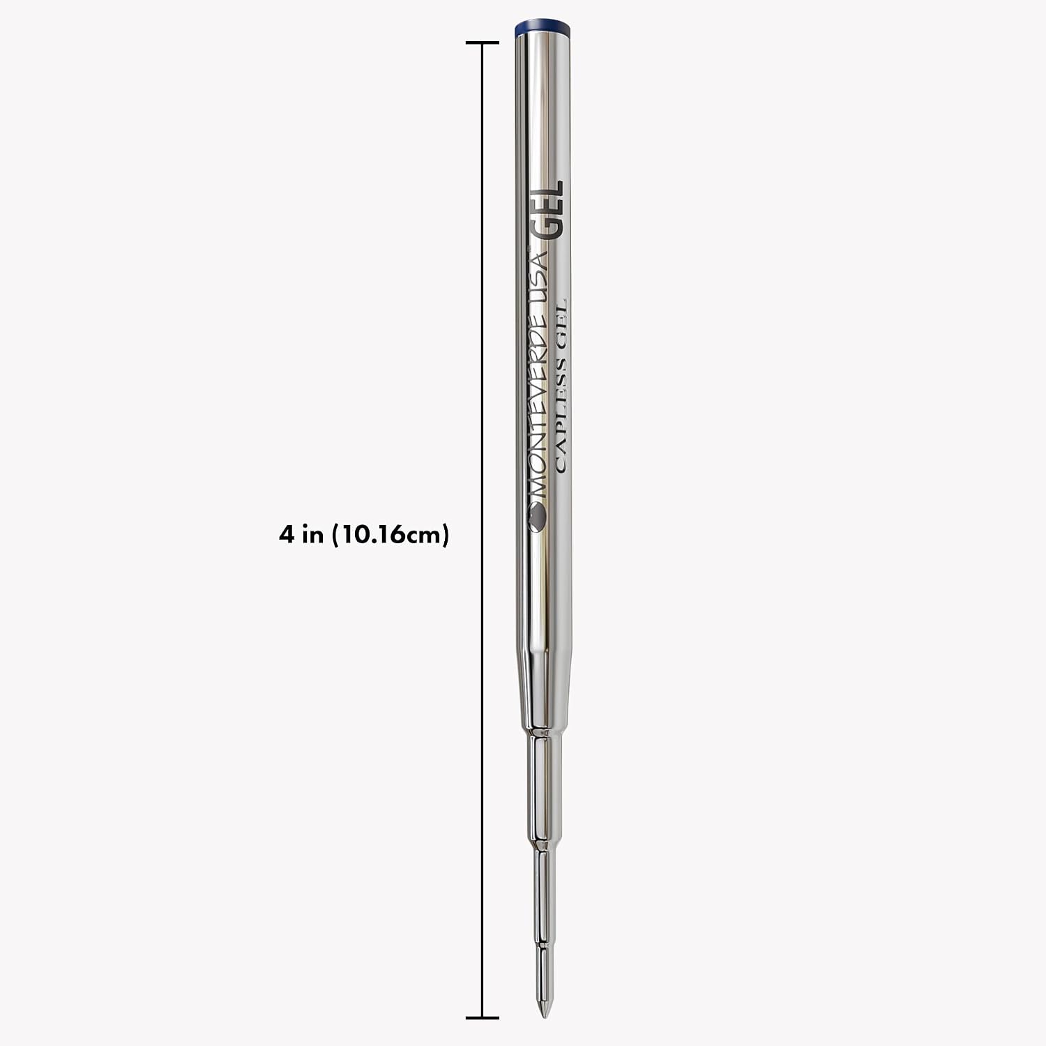 Monteverde Capless Gel Refill to Fit Montblanc, Medium, Blue/Black, 2 Pack | Capless gel refill offers smooth