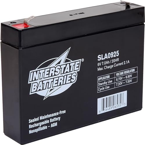 Interstate Batteries SLA Battery 6V 7Ah AGM VRLA (F1 Terminal) SLA0925