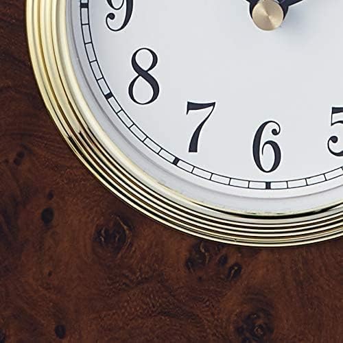 Howard Miller Baxter Tambour Mantel Clock – Burl Wood & Walnut Finish, Arabic Numerals, Brass Accents, Quartz Movement
