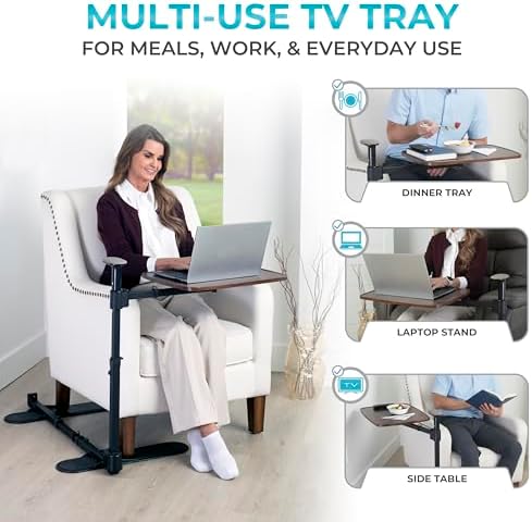 Stander Wonder Tray Plus, Adjustable Recliner Swivel TV Tray with Standing Handle for Seniors & Elderly Adults