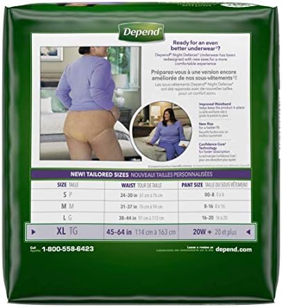 Medium Overnight Depends Women - Night Defense Incontinence Underwear, Purple