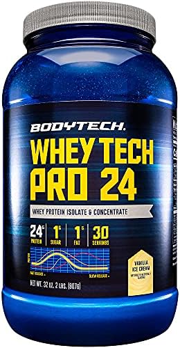 BodyTech Whey Tech Pro24 Powder Vanilla Ice Cream (5 lbs/ 75 Servings)