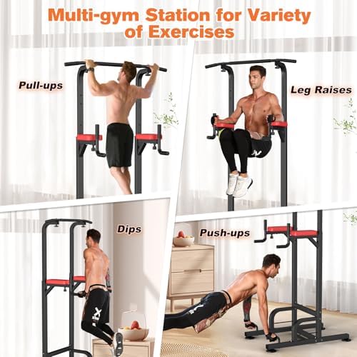 RELIFE REBUILD YOUR LIFE Pull Up Bar Free Standing Power Tower for Home Gym | Dip Station Pull Up Station, Multi-Function Home Fitness Equipment for Pull-Ups, Dips, Push-Ups, Full Body Strength Training