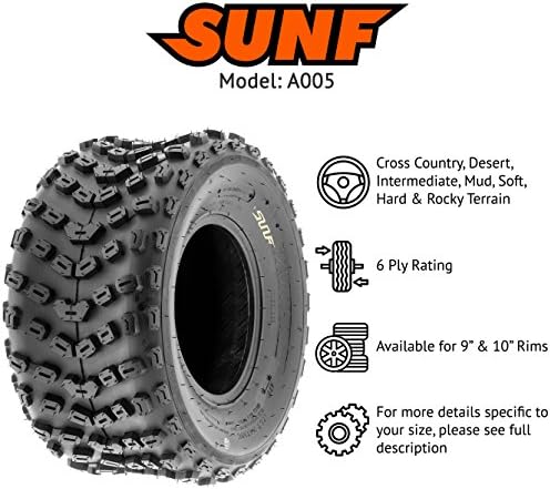 SunF 22x11-10 ATV UTV Tire 22x11x10 Dimple Knobby 6 PR A005 - PAIR of 2