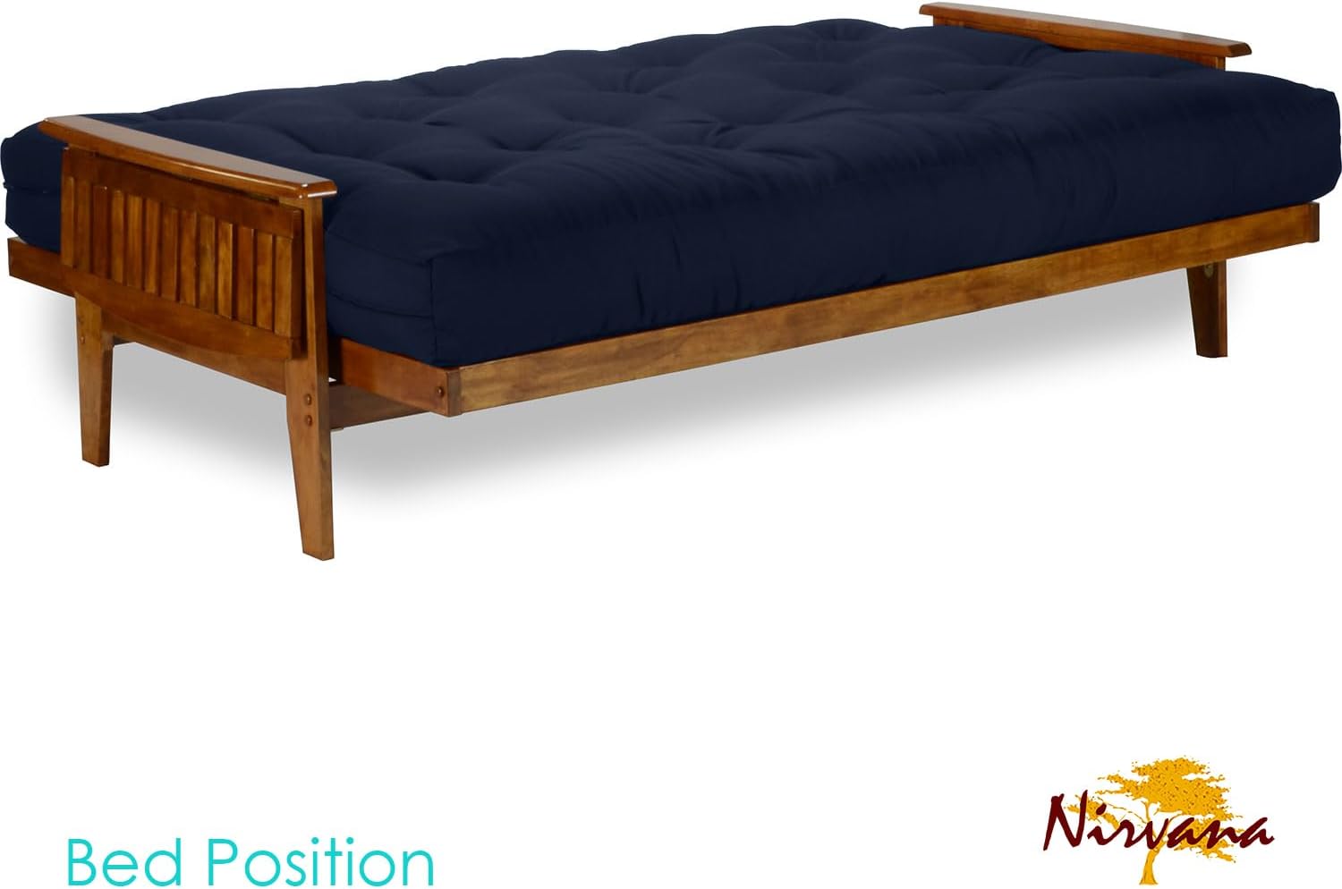 Eastridge Futon Set - Full Size, Frame, 8" Mattress, Twill Black Cover