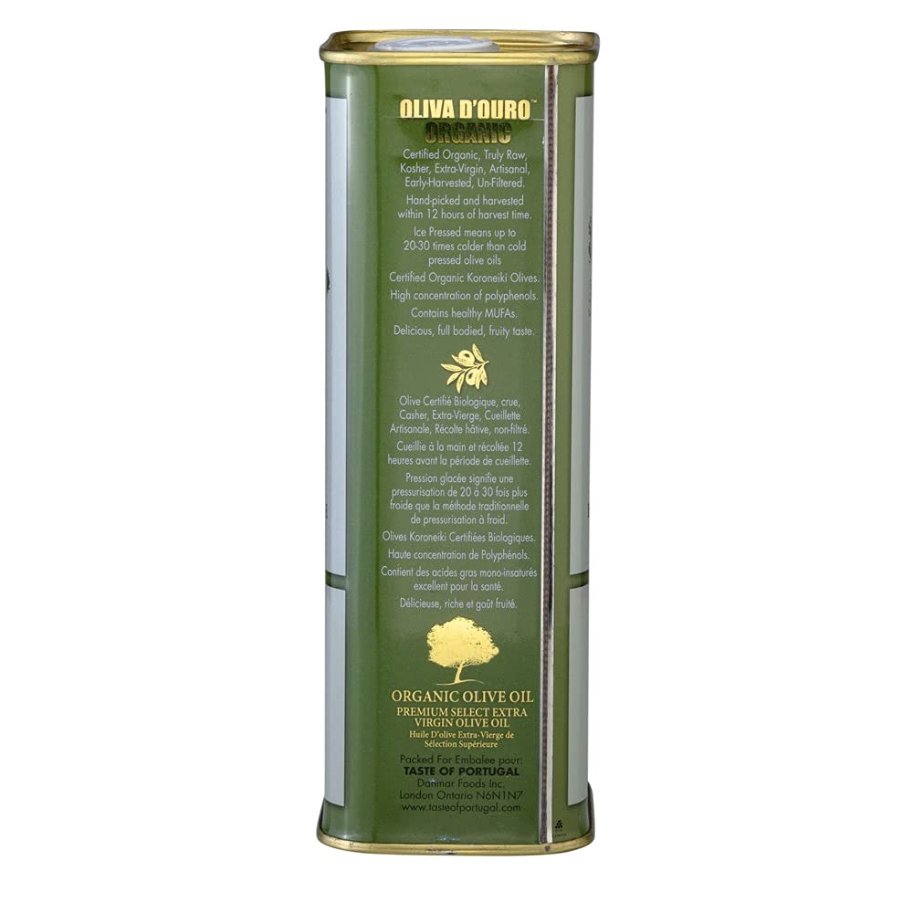 A Taste of Portugal Organic Olive Oil | Extra Virgin Olive Oil | Light and Fruity Portuguese Olive Oil | 32 OZ Tin