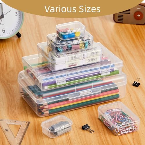 24 Pieces Mixed Sizes Rectangular Empty Mini Clear Plastic Organizer Box