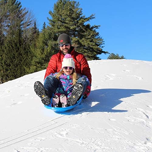 Flexible Flyer Winter Lightning Snow Sleds for Kids and Adults (3-Pack) - 48 Inch Toboggan Style Plastic Sled with Hard Bottom for Fast