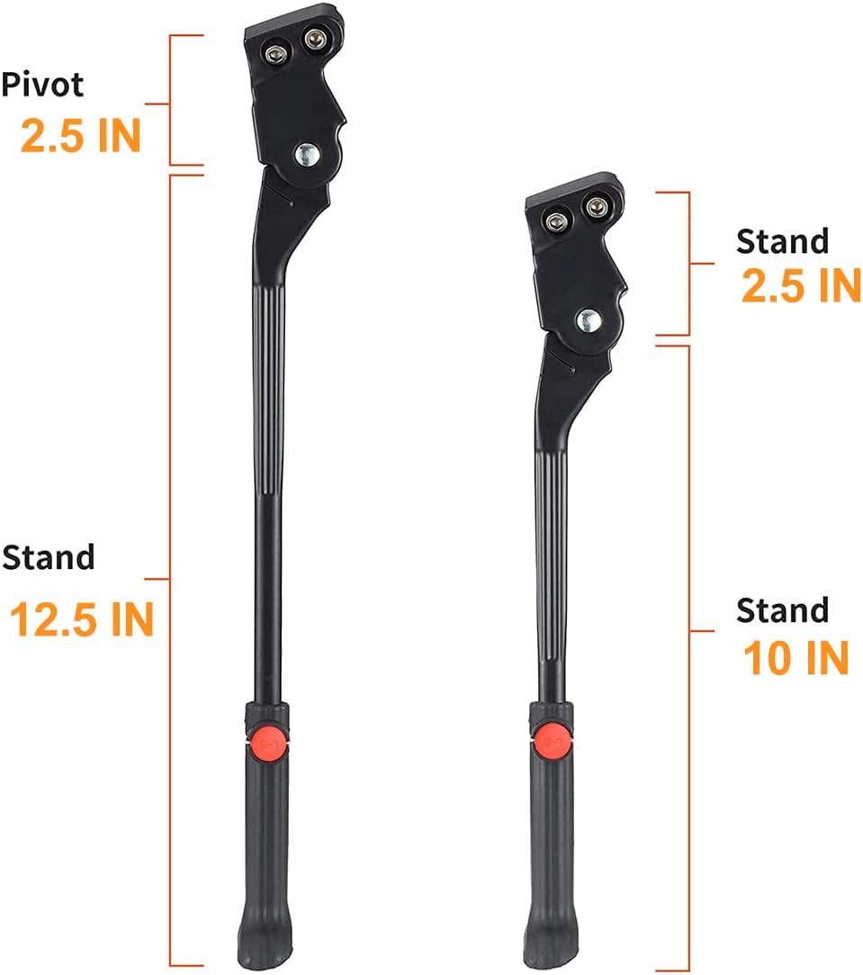 TOPCABIN Bike Kickstand Adjustable Aluminium Alloy Bicycle Kickstand Bike Side Kickstand Fit for 22" 24" 26" 28" Mountain Bike Road cycling/BMX/MTB (Black for 22-24-26-27-28 inch bike)