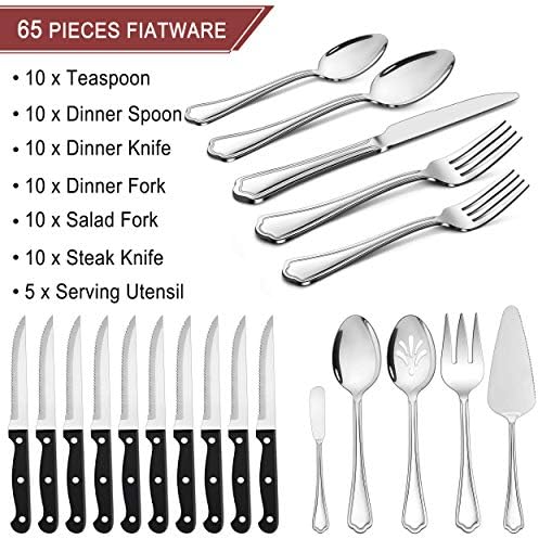 LIANYU 77-Piece Silverware Flatware Set for 12, Stainless Steel Cutlery Set