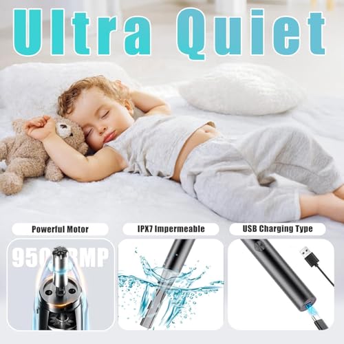 Electric Nose Hair Trimmer Eyebrow Trimmer for Men Women, 7-in-1 Painless Facial Grooming Kit