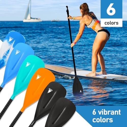 Karltion SUP Paddle - 3-Piece Adjustable Aluminium SUP Paddle with Glass Fiber Blade for Surfing, Floating, Water Sports