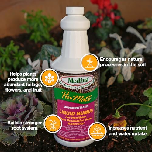 Medina Humate Humic Acid for Plants, 1 Gal, Concentrated Liquid Compost | Humic Acid for Lawn, Enhance Plant Growth, Moisture Retention, Nutrient Absorption, Humates for Soil, Covers 8000 Sq. Ft.