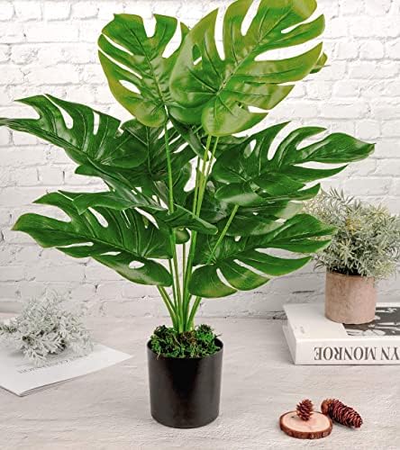 Toopify 19" Artificial Monstera Plant, Fake Plants for Indoor Outdoor Decor