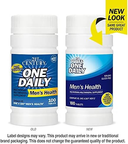 21st Century One Daily Men's Health Multivitamin Tablets, 100 Count | Complete Daily Multivitamin & Multimineral, Compare VS. One A Day® Men's, Men with Lycopene, Zinc & Lutein for Heart